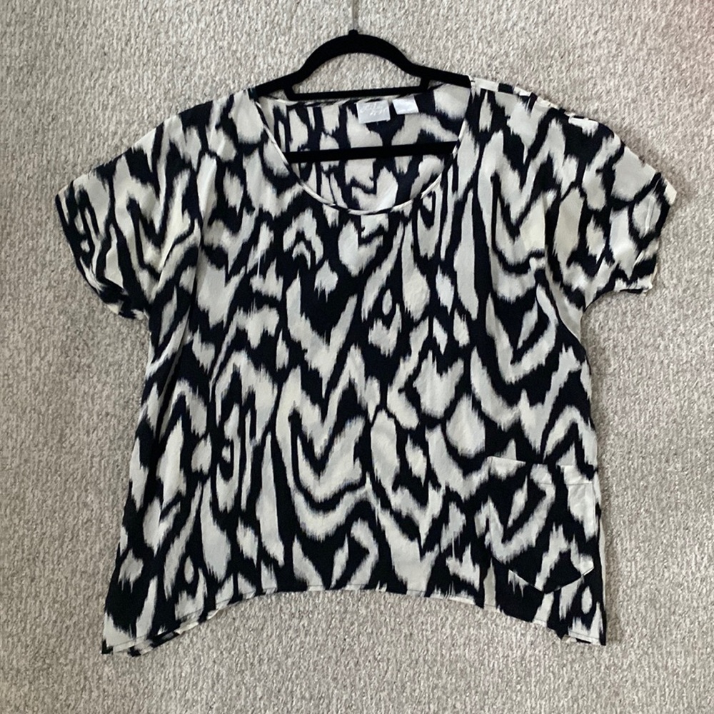 Anthropologie silk black and white blouse